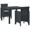 vidaXL Conjunto de Comedor de Jard&iacute;n 3 pcs Antracita Polipropileno