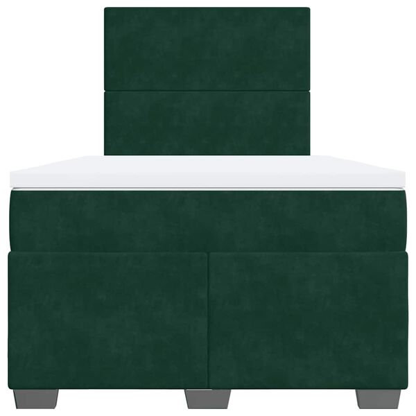 vidaXL Cama box spring con colch&oacute;n terciopelo verde oscuro 120x190 cm