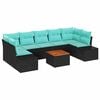 vidaXL Conjunto de sof&aacute;s de jard&iacute;n 8 uds. Negro rat&aacute;n sint&eacute;tico