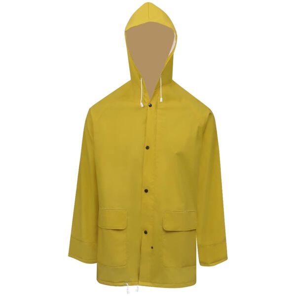 vidaXL Chubasquero impermeable reforzado con capucha 2 pzas M amarillo