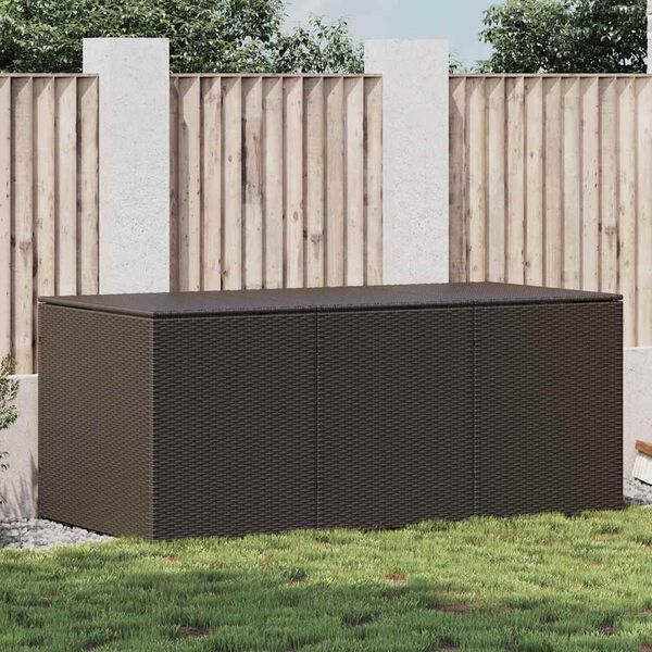 vidaXL Caja de almacenaje jard&iacute;n rat&aacute;n sint&eacute;tico marr&oacute;n 180x90x70 cm
