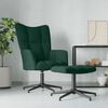 vidaXL Sill&oacute;n de relax con taburete terciopelo verde oscuro
