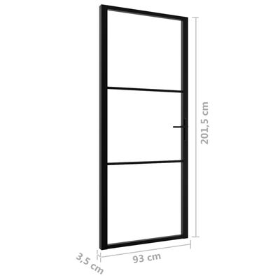 vidaXL Puerta interior vidrio ESG y aluminio negro 93x201,5 cm
