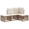 vidaXL Conjunto de sof&aacute;s de jard&iacute;n 4 pcs Beige rat&aacute;n sint&eacute;tico