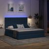 vidaXL Cama con tira de luces LED con cabecera Azul 180 x 200 cm tela