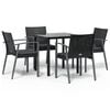 vidaXL Juego comedor jard&iacute;n 5 piezas y cojines rat&aacute;n sint&eacute;tico y acero