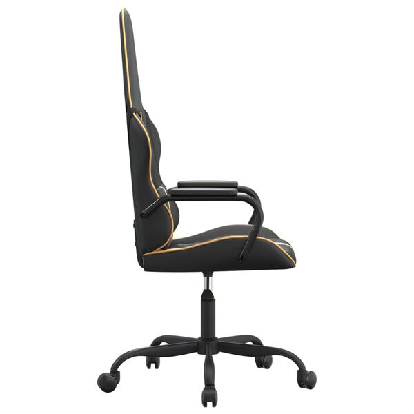 vidaXL Silla gaming cuero sint&eacute;tico negro y dorado