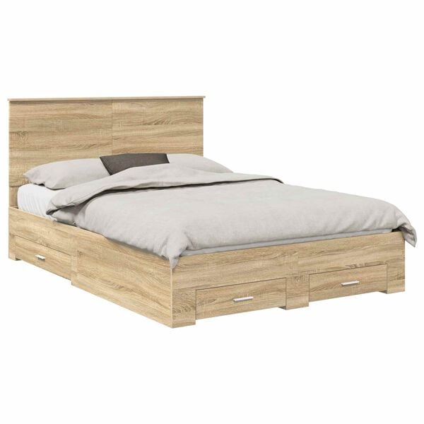vidaXL Estructura de cama con cabecera Roble Sonoma 140 x 190 cm