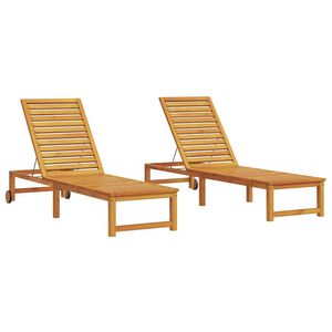 vidaXL Tumbona 2 pcs Marrón 53 x 202 x 89cm Madera maciza de Acacia