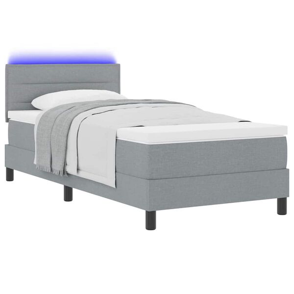 vidaXL Cama tipo Box Spring con colch&oacute;n Gris claro 90 x 190 cm tela