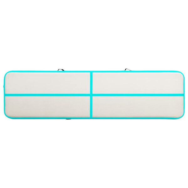 vidaXL Esterilla inflable de gimnasia y bomba PVC verde 700x100x15 cm