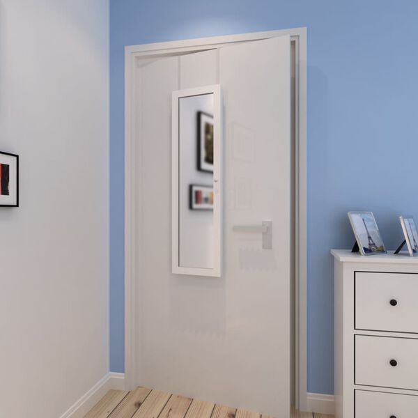 vidaXL Armario joyero de pared espejo y colgadores de puerta madera
