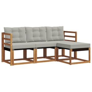 vidaXL Conjunto de sof&aacute;s de exterior 4 uds. Gris Natural y Claro