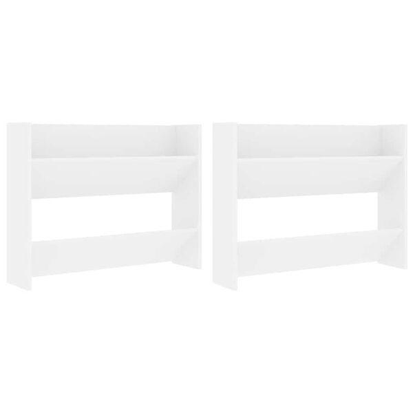 vidaXL Zapateros de pared 2 uds madera contrachapada blanco 80x18x60cm