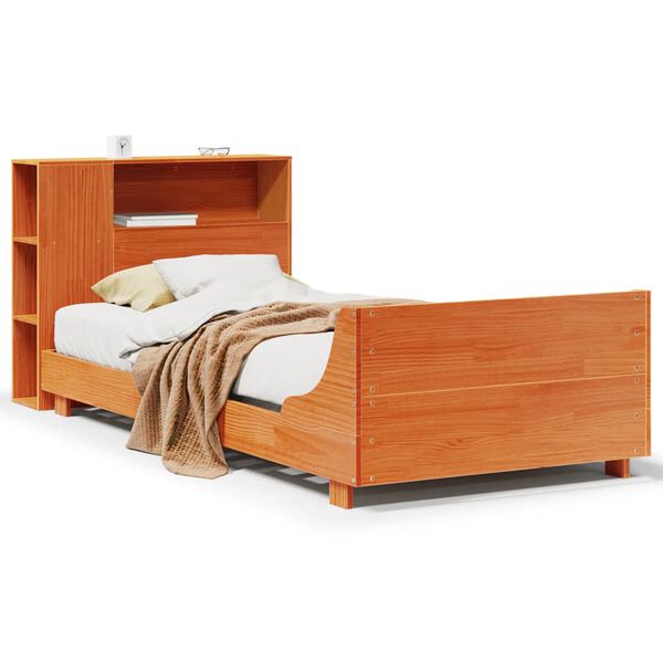 vidaXL Estructura de cama sin colch&oacute;n madera maciza marr&oacute;n 75x190 cm