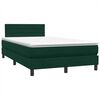 vidaXL Cama box spring con colch&oacute;n y LED terciopelo verde oscuro 120x220 cm