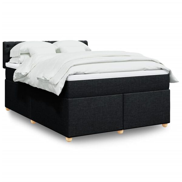 vidaXL Cama box spring con colch&oacute;n tela negro 140x200 cm