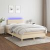 vidaXL Cama box spring con colch&oacute;n y luces LED tela crema 120x190 cm
