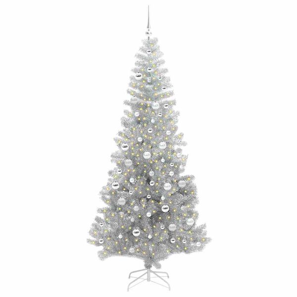 vidaXL &Aacute;rbol de Navidad con 300 LED con soporte Plateado 210 cm PET
