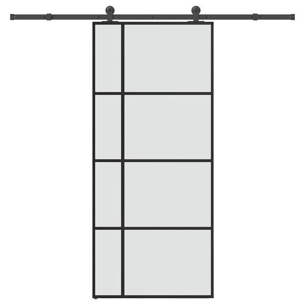 vidaXL Puerta corredera con set herrajes vidrio ESG aluminio 90x205 cm