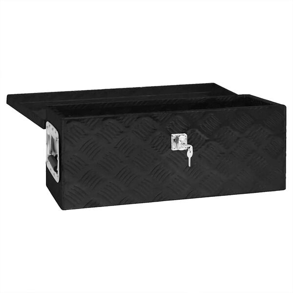 vidaXL Caja de almacenaje de aluminio negro 60x23,5x23 cm