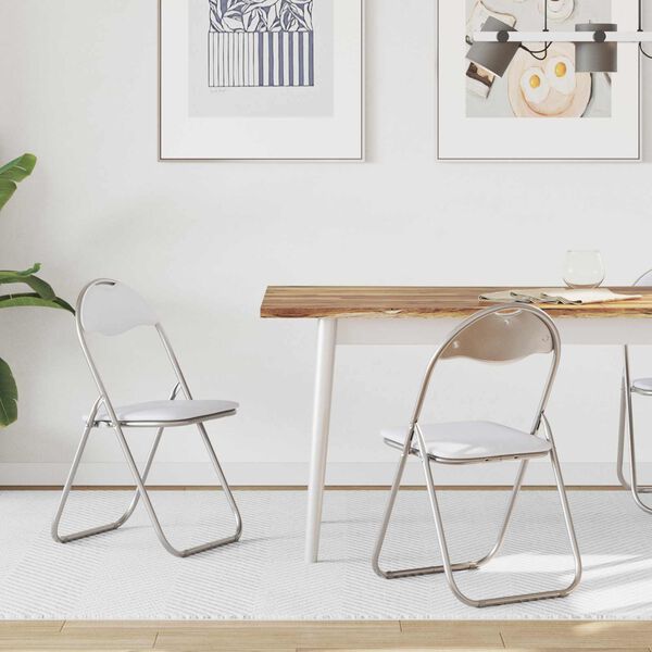 vidaXL Silla Plegable 2 pcs y gris 48 x 43,5 x 81 cm Cuero sint&eacute;tico