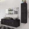 vidaXL Conjunto de muebles de baño y lavabo 9 piezas negro