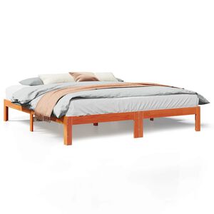 vidaXL Cama sin colch&oacute;n madera maciza de pino marr&oacute;n cera 160x200 cm