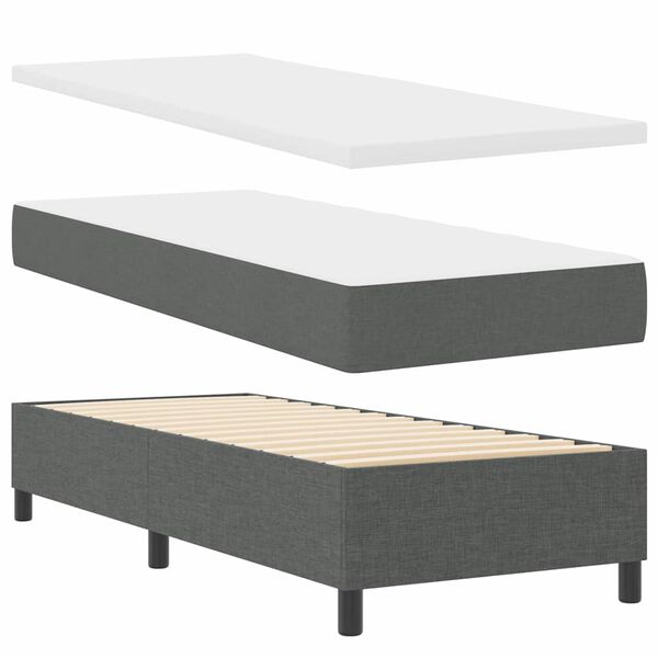 vidaXL Cama tipo Box Spring con colch&oacute;n Gris oscuro 80 x 200 cm tela