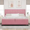 vidaXL Cama tipo Box Spring con colch&oacute;n Rosa 200 x 200 cm Terciopelo