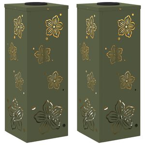 vidaXL Luz de camino LED solar con luces con bater&iacute;a 2 pcs Verde Oliva