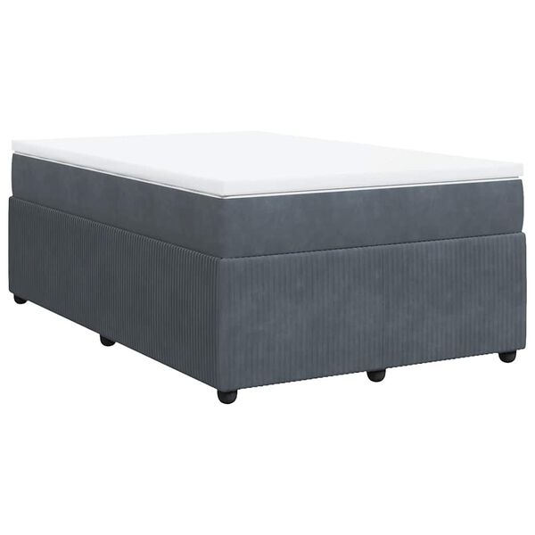 vidaXL Cama box spring con colch&oacute;n terciopelo gris oscuro 120x200 cm