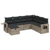 vidaXL Set de sof&aacute;s de jard&iacute;n 7 piezas con cojines rat&aacute;n PE gris