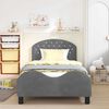 vidaXL Cama para ni&ntilde;os con cabecero Gris oscuro 80 x 200 cm Terciopelo