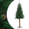 vidaXL Árbol de Navidad delgado madera auténtica y piñas PVC 210 cm