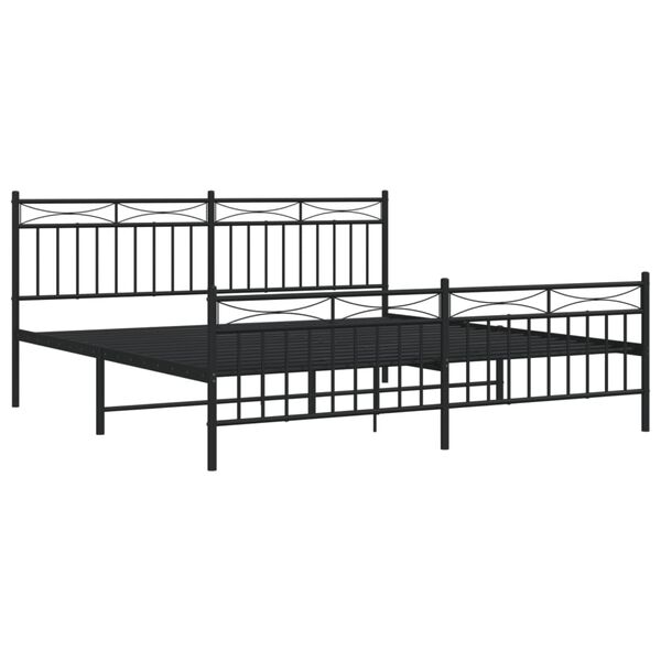 vidaXL Estructura cama sin colchón con estribo metal negro 180x200 cm