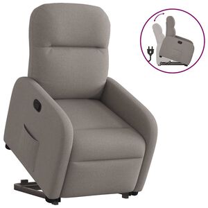 vidaXL Sill&oacute;n reclinable elevable tela gris taupe