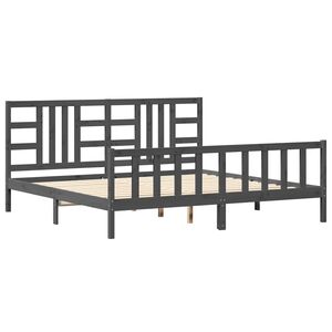 vidaXL Estructura de cama con cabecero madera maciza gris 200x200 cm