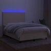 vidaXL Cama box spring colch&oacute;n y luces LED tela crema 140x200 cm