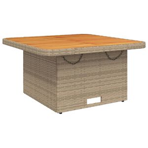 vidaXL Mesa de jardín ratán sintético madera acacia beige 80x80x71 cm