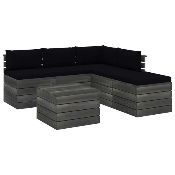 vidaXL Muebles de palets para jard&iacute;n 6 pzas con cojines madera de pino