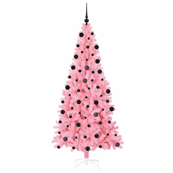 vidaXL Árbol de Navidad con 300 LED con soporte Rosa 210 cm PVC
