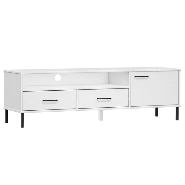 vidaXL Mueble de TV con patas de metal OSLO madera maciza pino blanco