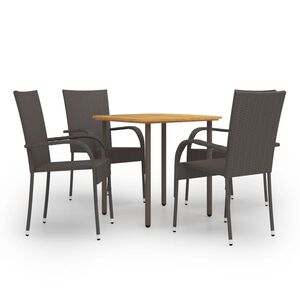 vidaXL Set de muebles de comedor de jard&iacute;n 5 piezas de rat&aacute;n marr&oacute;n