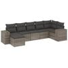 vidaXL Set de sof&aacute;s de jard&iacute;n 7 piezas con cojines rat&aacute;n PE gris