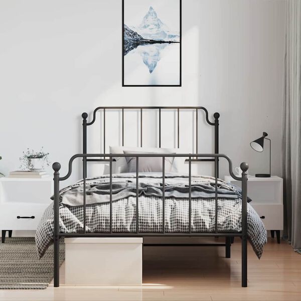 vidaXL Estructura cama sin colch&oacute;n con estribo metal negro 100x200 cm