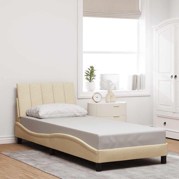 vidaXL Estructura de cama sin colch&oacute;n Hanko tela crema 90x190 cm