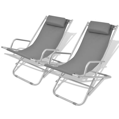 vidaXL Tumbonas reclinables 2 unidades acero gris