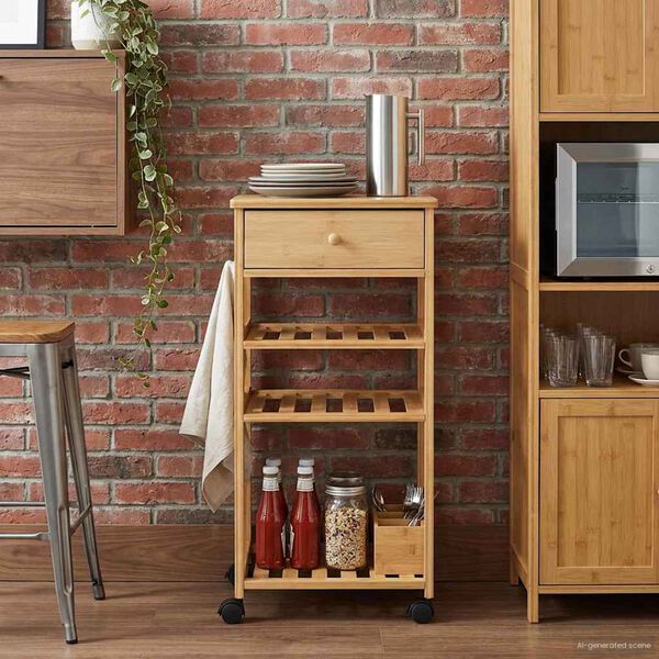 vidaXL Carrito de cocina con ruedas Natural 37 x 36 x 80 cm Bamb&uacute;
