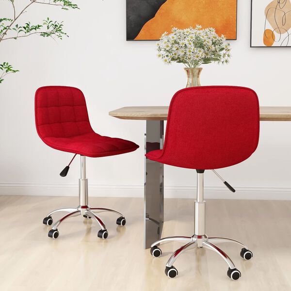 vidaXL Sillas de comedor giratorias 2 unidades tela rojo tinto